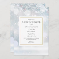 Elegant First Winter Snowflakes Baby Shower Invitation