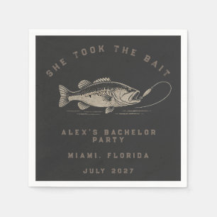 Elegant Fishing Themed Weekend Trip Bachelor Party Napkins