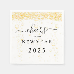 Elegant Fizz Bubbles Cheers New Year's Eve Napkins