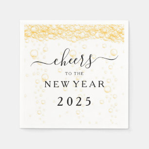 Elegant Fizz Bubbles Cheers New Year's Eve Napkins