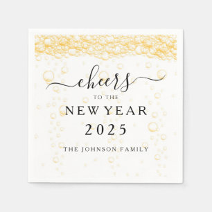 Elegant Fizz Bubbles New Year's Eve Napkins