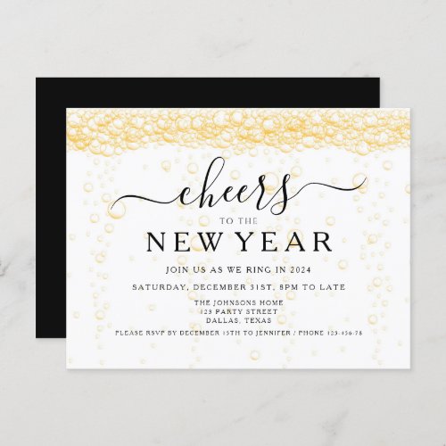 Elegant Fizz New Years Eve Party Invitation Postcard