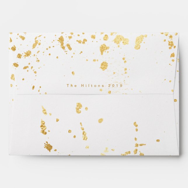 Elegant Flakes of Foil Sparkling Splatters Envelope (Back (Top Flap))