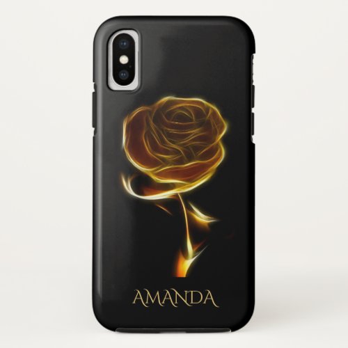 Elegant Flame Golden Rose iPhone X Case