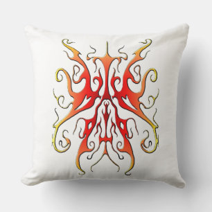 Elegant Flame Tribal Mask Abstract Design Throw Pillow