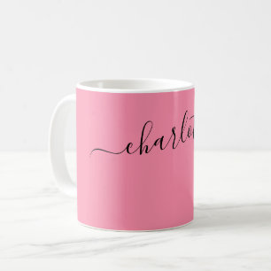 Elegant Flamingo Color Modern Name Personalized Coffee Mug
