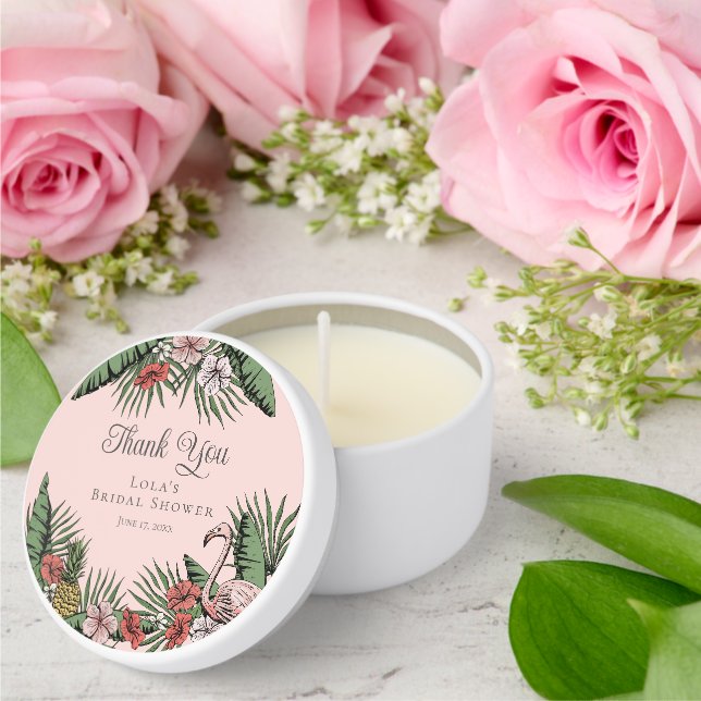 Elegant Flamingo & Hibiscus Shower Thank You Mini Candle Favors (Insitu (Wedding))
