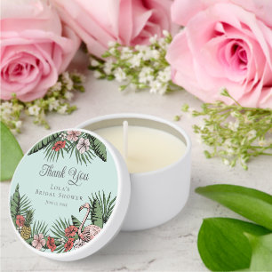 Elegant Flamingo & Hibiscus Shower Thank You Mini Candle Favors