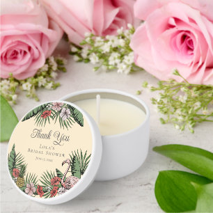 Elegant Flamingo & Hibiscus Shower Thank You Mini Candle Favors