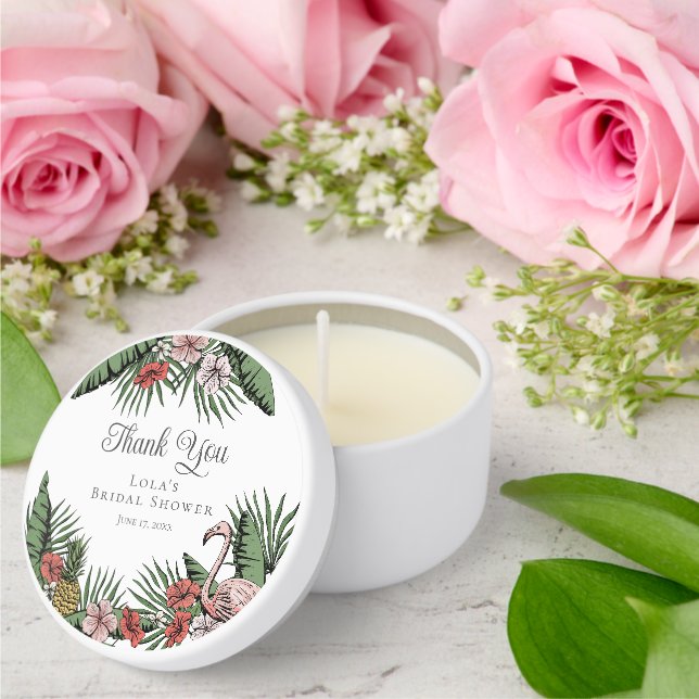 Elegant Flamingo & Hibiscus Shower Thank You Tag Mini Candle Favors (Insitu (Wedding))