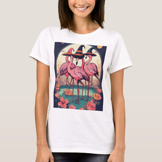 Elegant Flamingo Illustration T-Shirt (Front)