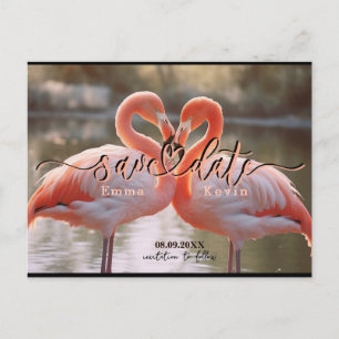 Elegant Flamingo Love Save the Date Template Postcard