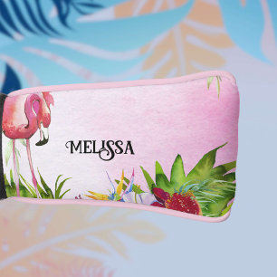 Elegant Flamingo Tropical Floral Golf Head Cover