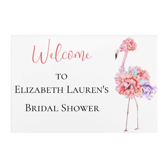 Elegant Flamingo Welcome Sign Acrylic Print (Front)