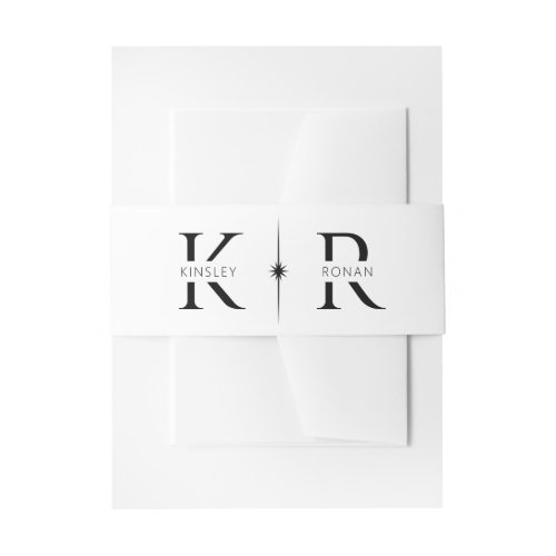 Elegant Flare Monogram Wedding Invitation Belly Band