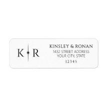 Elegant Flare Monogram Wedding Return Address