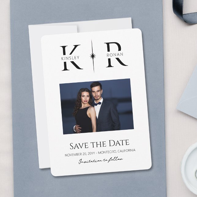 Elegant Flare Monogram Wedding Save the Date (Creator Uploaded)