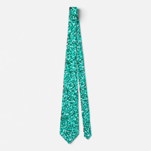 Elegant Flashy Turquoise Blue Glitter Neck Tie