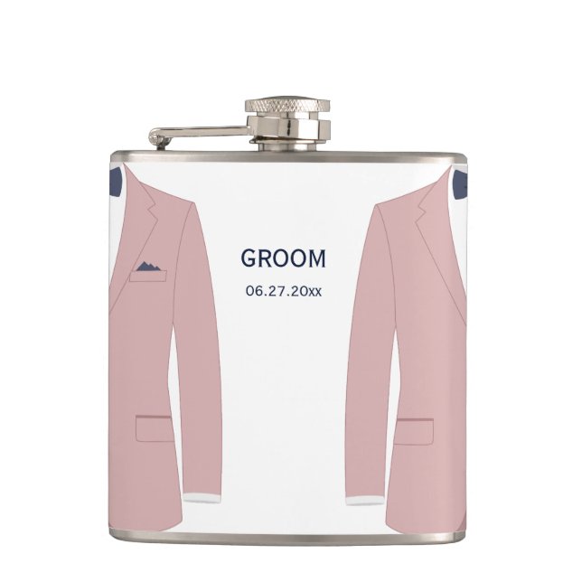Elegant Flask Gay Wedding Gift For Groom Pink (Front)
