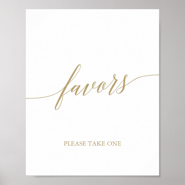 Elegant Flat Gold Calligraphy Favors Poster (Front)