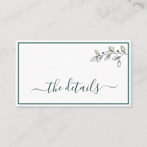 Elegant Flat Modern Botanical Green Enclosure Card