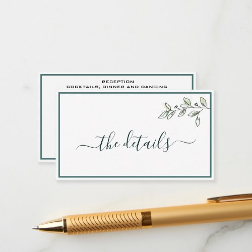 Elegant Flat Modern Botanical Green Enclosure Card