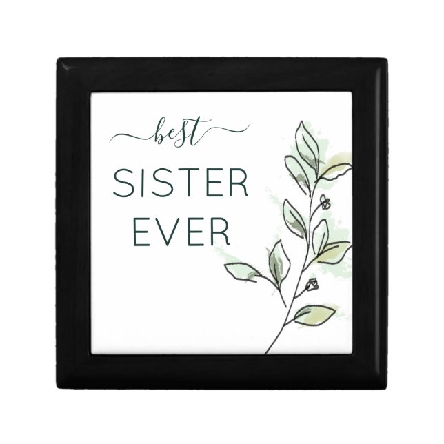 Elegant Flat Modern Botanical Greenery Mint Sister Gift Box (Front)