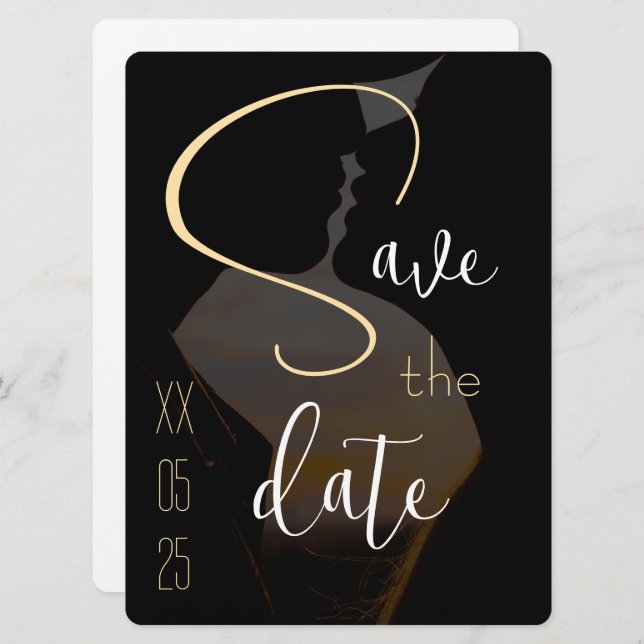 Elegant Flat Save The Date Card (Front/Back)