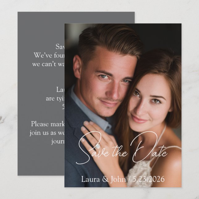 Elegant Flat Save the Date Wedding Invitation (Front/Back)