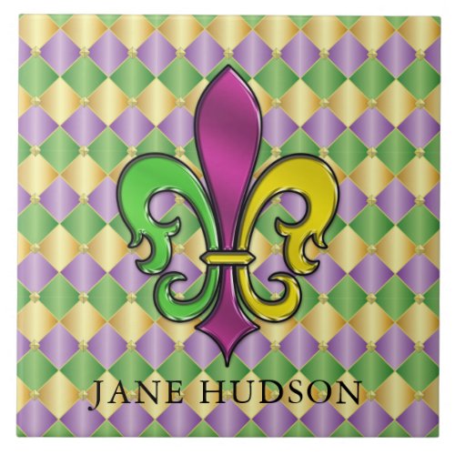 Elegant Fleur De Lis Design Ceramic Tile