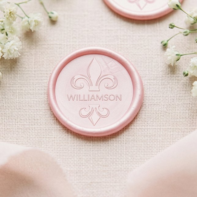 Elegant Fleur-de-lis Design Custom Name Wax Seal Sticker (Elegant Fleur-de-lis Design Custom Name Wax Seal Sticker)