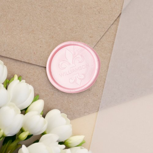 Elegant Fleur_de_lis Design Custom Name Wax Seal Sticker