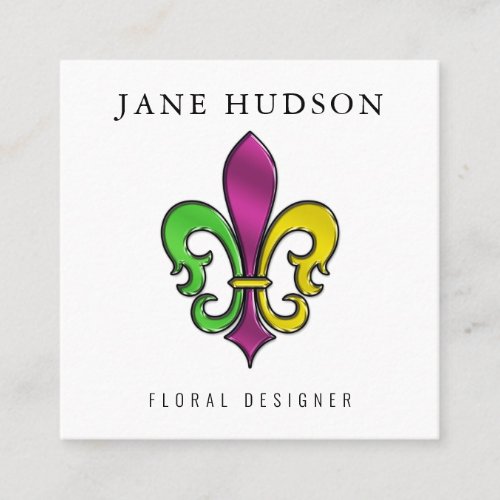 Elegant Fleur De Lis Design Square Business Card