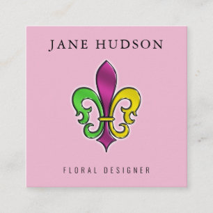 Elegant Fleur De Lis Design Square Business Card