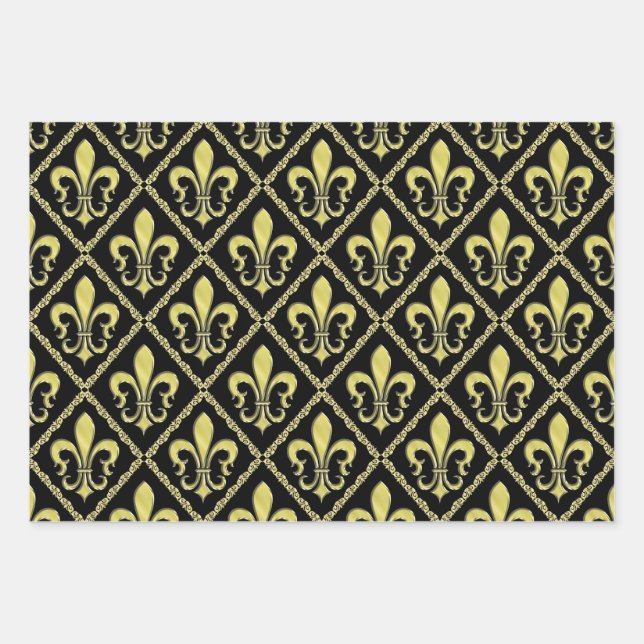 Elegant Fleur De Lis Design Wrapping Paper Sheets (Front)
