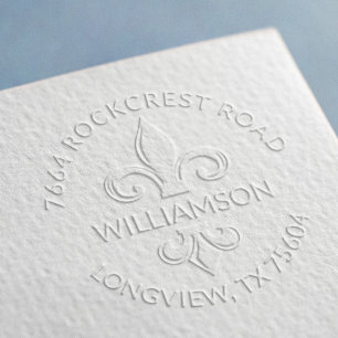 Elegant Fleur-de-lis Family Return Address Embosser