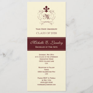 Elegant Fleur de Lis Formal Graduation (red) Invitation