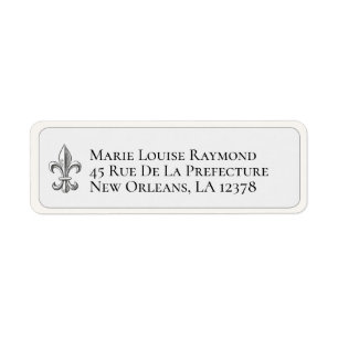 Elegant Fleur de Lis Gray Return Address Label