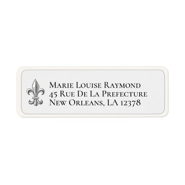 Elegant Fleur de Lis Gray Return Address Label | Zazzle