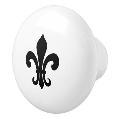 Fleur De Lis Kitchen Sepia Beige Brown Butterfly Ceramic Knob