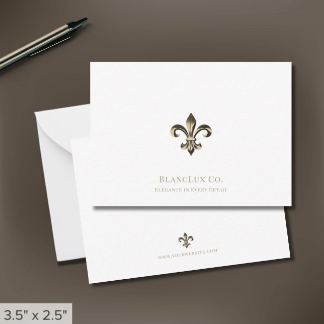 Elegant Fleur-de-lis Logo White Note Cards (Creator Uploaded)