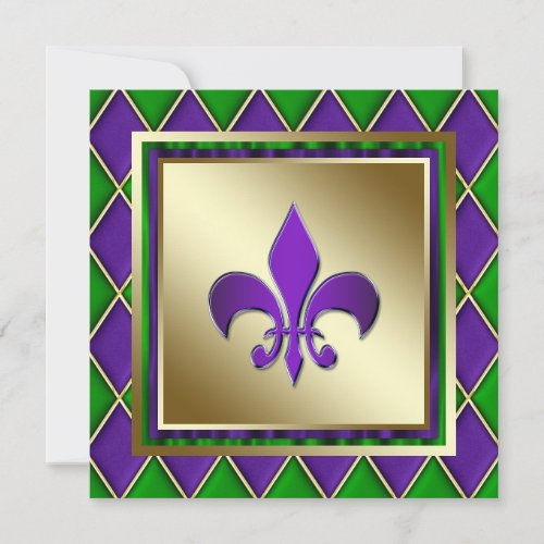 Elegant Fleur De Lis Mardi Gras Wedding Announcement