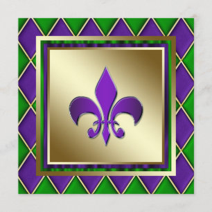 Elegant Fleur De Lis Mardi Gras Wedding Invitation