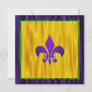 Elegant Fleur De Lis Mardi Gras Wedding Invitation