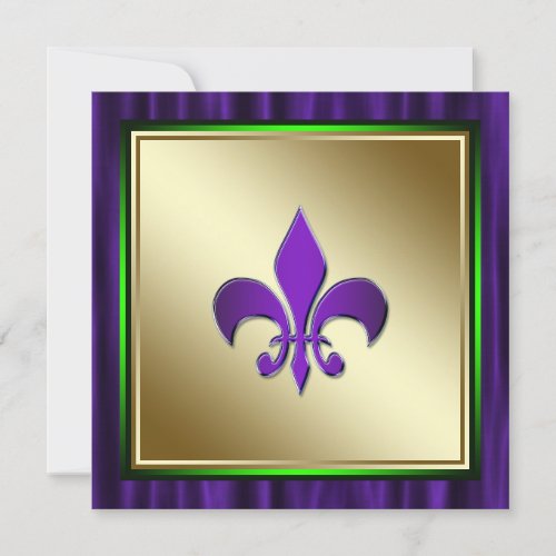 Elegant Fleur De Lis Mardi Gras Wedding Invitation