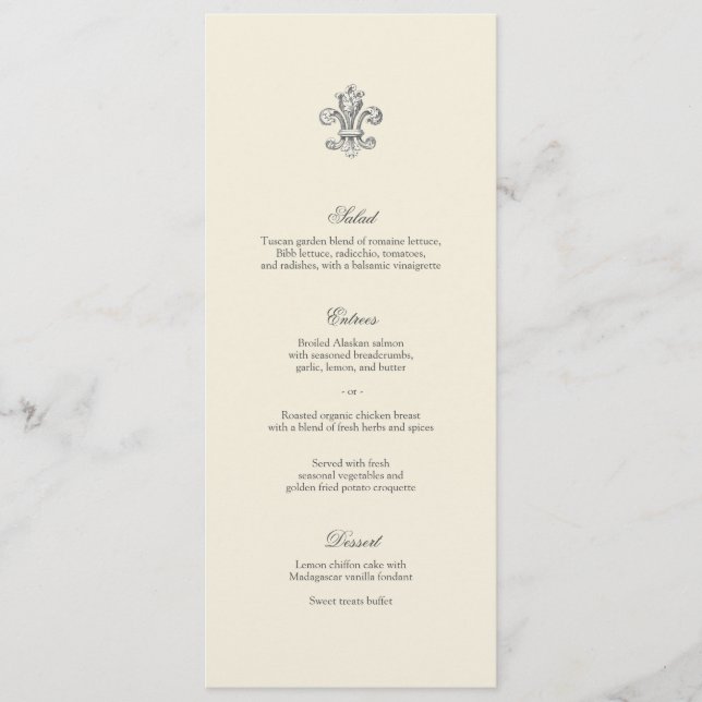 Elegant Fleur de Lis Menu (Front)