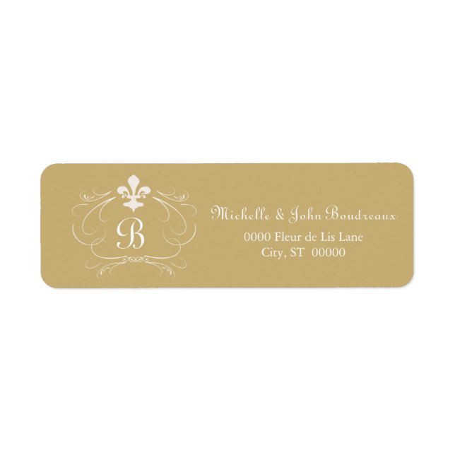 Elegant Fleur de Lis Monogram Label (Front)