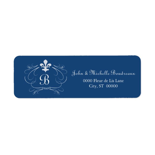 Elegant Fleur de Lis Monogram Label (Front)
