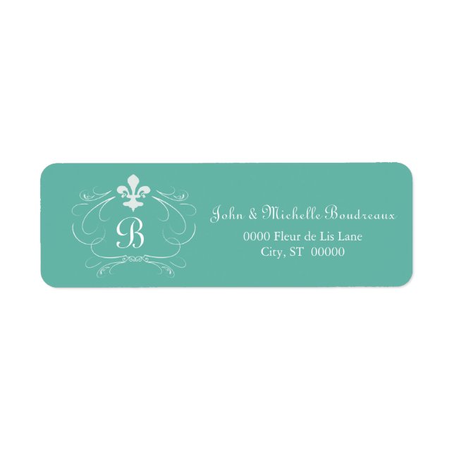 Elegant Fleur de Lis Monogram Label (Front)