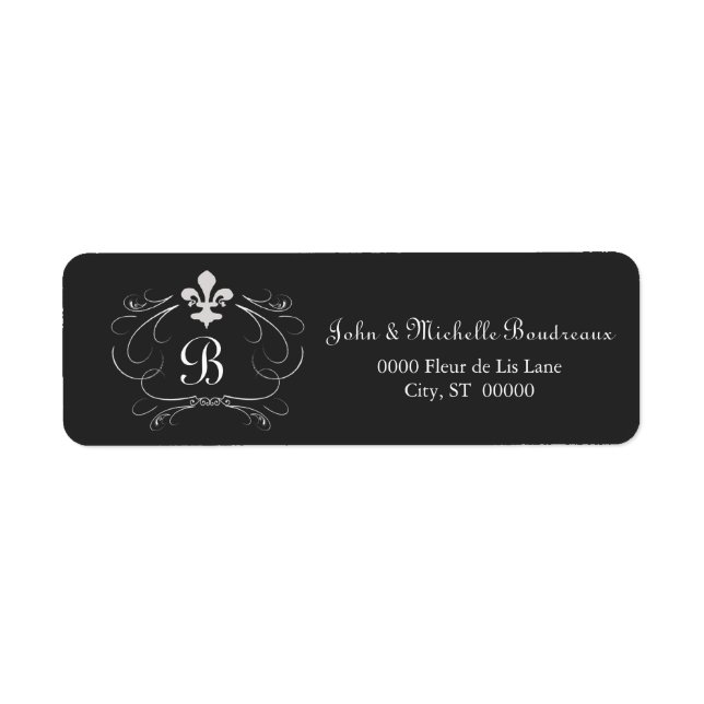 Elegant Fleur de Lis Monogram Label (Front)